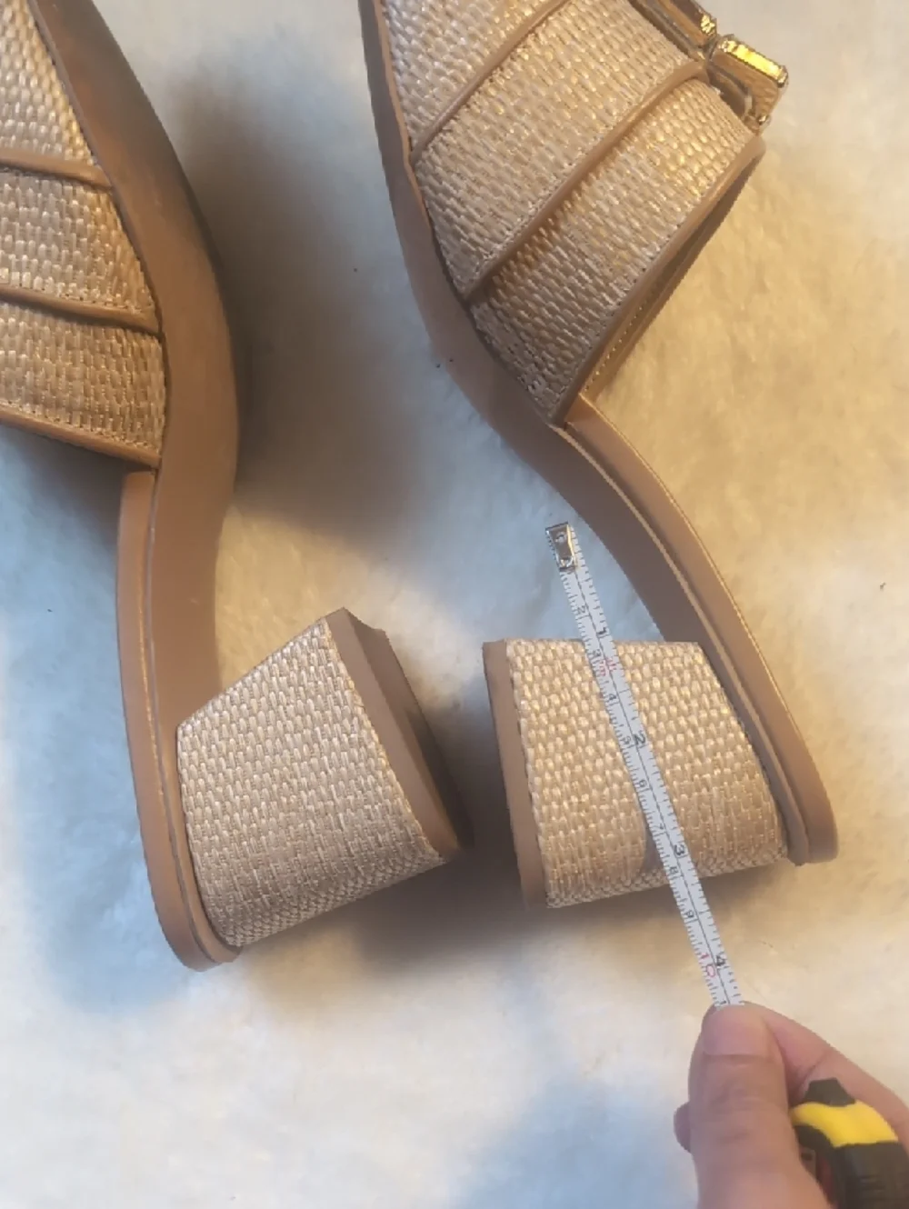 a new day Tan Jeweled Buckle Block Heel Slide Mules Size 8.5 - Picture 8 of 10